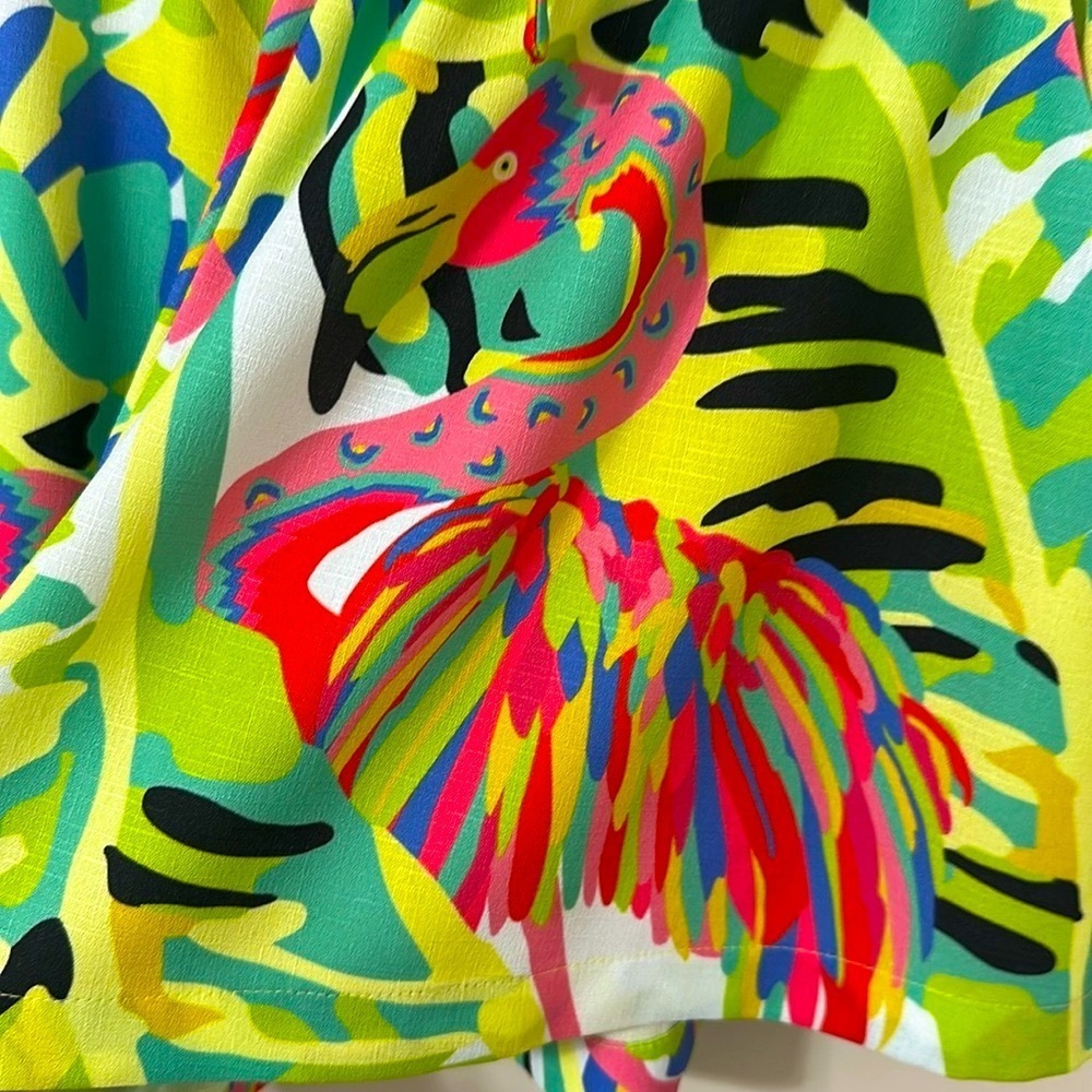 CROSBY by Mollie Burch Colorful Flamingo Print Shorts Sz Small Resortwear Preppy - Picture 3 of 8